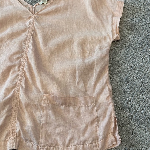 Garnet Hill V-Neck Linen Boxy Tee, Blush Pink, Short Sleeves, Lightweight, Sz S - Picture 10 of 12